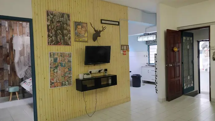 The lounge and television