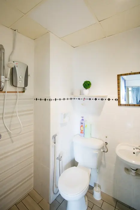 One of the two bathrooms